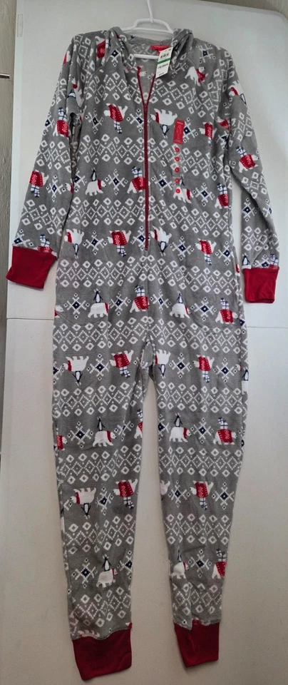 Family PJs Women's Hooded Polar Bear Pajamas Sleepwear Holiday Size L RV