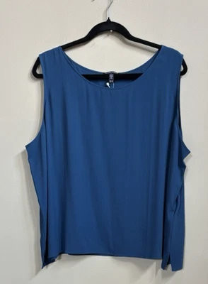 Nuevo con etiquetas Eileen Fisher Atlantis Seda Georgette Crepe Short Shell Tank $198 2X Foto 1 de 4