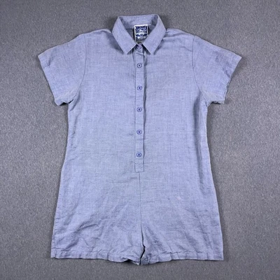 Jungmaven Stillwater Polo Romper Womens XL Hemp Cotton Wool Blue Made in USA - Image 1 of 4