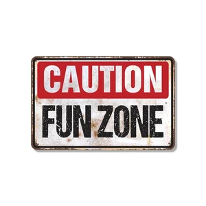 Caution Fun Zone Sign Laughter May Occur Durable Perfect for Playrooms Patios - Picture 1 of 26
