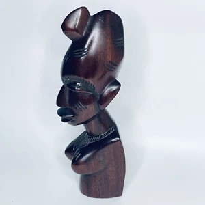 Estatuilla estatua busto mujer tribal tallada a mano africana de madera de 25 cm - Imagen 1 de 12