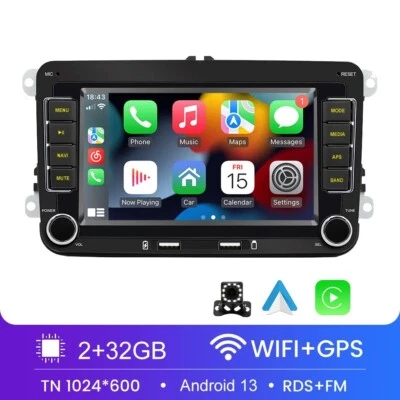 AUTORADIO 2DIN 32GB CARPLAY RETROCAMERA GPS WIFI RDS PER VW GOLF 5 6 POLO PASSAT - Immagine 1 di 4