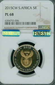 2015 CW SOUTH AFRICA 5 RAND NGC PL68 MAC FINEST GRADE & SPOTLESS 796 MINTAGE * - Picture 1 of 4