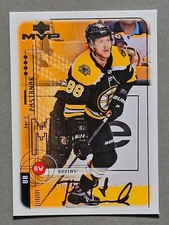 2018-19 Upper Deck MVP David Pastrnak 20th Anniversary Tribute Silver Script #81