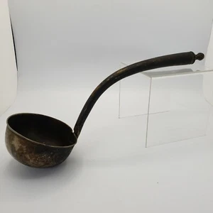 Antique 14 Inch Brass / Aluminum Laddle, Campfire Cooking Utensil With Petina - Picture 1 of 12