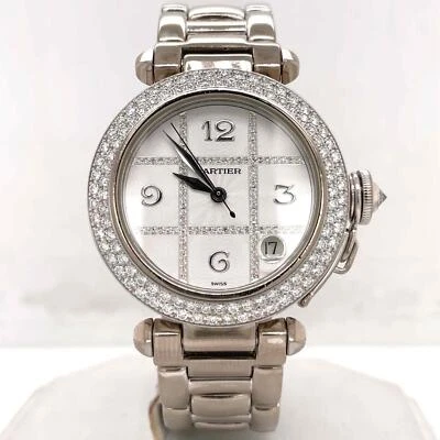 Cartier Pasha Automatic 35mm 18k White Gold Factory Diamond Dial & Bezel 2308 - Image 1 of 4