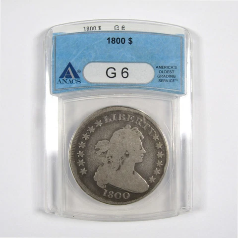 1800 Heraldic Eagle Reverse Draped Bust Dollar G 6 ANACS SKU:I8682 Cover