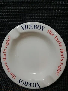 Vtg.Viceroy "The Taste That’s Right” Round Ceramic Ashtray B&W VSP-64-119 - Picture 1 of 9