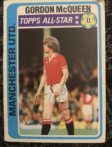 Signed Gordon McQueen Topps All Stars 1979 Manchester United Autograph Football