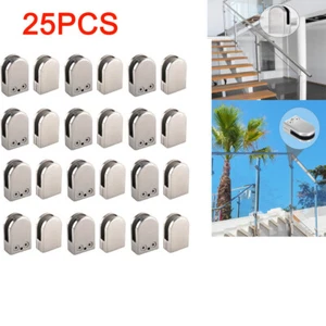 25X Glashalter Glasklemme Edelstahl Klemmhalter Geländer Glasplattenhalter 6~8mm - Bild 1 von 11