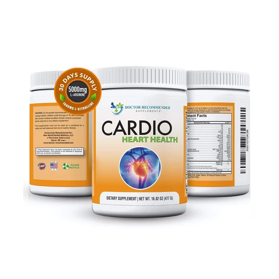 Cardio Heart Health Powder – L-Arginine Supplement 5000mg & L-Citrulline 1 - Image 1 of 4
