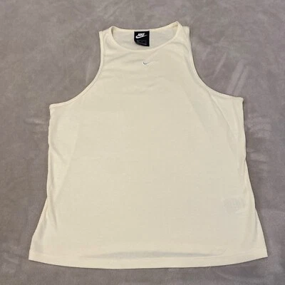 Camiseta sin mangas Nike para mujer talla XL amarilla ajustada Essential Rib Swoosh CZ9814-113 Foto 1 de 4