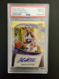 2020-21 Panini Spectra John Stockton Auto 05/10 Gold PSA 8 Pop 1 None Higher!