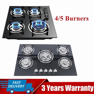 4/5 Burners Built-In NG LPG Gas Stove Cooktop Tempered Glass Electronic ignition - Picture 1 of 41