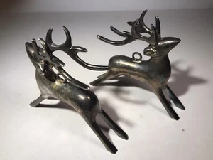 Pottery Barn 2 Vintage Rentiere versilbert Weihnachtsschmuck ohne Box - Bild 1 von 12