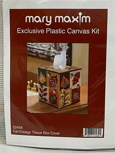 Mary Maxim Fall Foliage Thanksgiving Autumn Tissue Box Plastic Canvas Kit #22458 - Picture 1 of 3