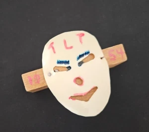 Vintage Boy Scout BSA Neckerchief Slide - Weird Handcrafted TLT Hockey Mask 1954 - Picture 1 of 5