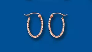 Hoop Earrings Rose Gold Creole Red gold 18 x 12mm - Picture 1 of 1