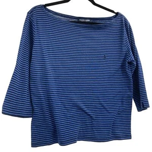 Ralph Lauren Polo Golf Striped Boxy Cotton Knit 3/4 Sleeve Top Large Women’s  - Picture 1 of 6
