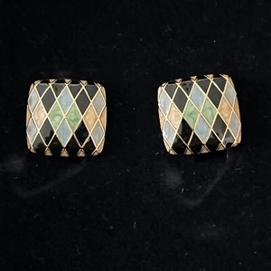 Bob Mackie Wearable Art Harlequin Clip Earrings - Picture 1 of 13