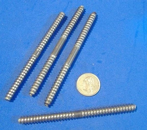 SET BESTEHEND AUS VIER 5/16 ZOLL X 4 1/2 ZOLL DÜBELSCHRAUBEN DOPPELENDE HOLZSCHRAUBE BALUSTER - Bild 1 von 2