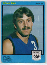 1982 AFL WAFL SCANLENS FOOTBALL CARD - 40 Dean TURNER (EAST PERTH) NM/EXCE