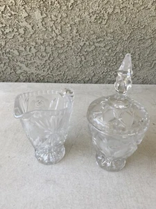 Vintage Glass Cut Creamer And Sugar Bowl Set - Picture 1 of 11