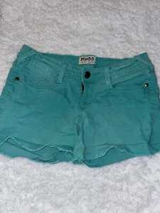 Mudd junior girls sz. 5 green jean style shorts. Cute, fun color - Picture 1 of 7