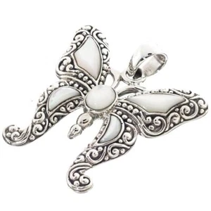 Colgante de plata 925 blanco madreperla concha perla pergamino mariposa esterlina - Imagen 1 de 4