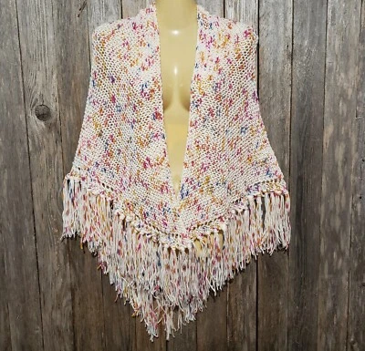 NUEVO Crema Marfil Manchado Manchado Tejido Chal Envolvente Bufanda Boho Hippie Cottage Fairy Foto 1 de 4