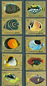 Tropical Fish Stamps Fujeira Complete Set of Ten Different Colorful Topicals CTO - Picture 1 of 1