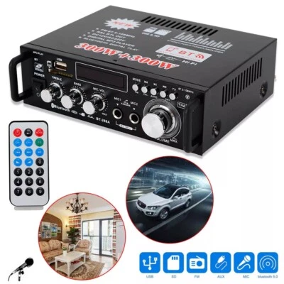 600W Bluetooth Mini Verstärker HiFi Power Audio Stereo Bass AMP USB MP3 FM Auto - Bild 1 von 4