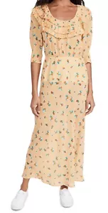 RIXO Belle Maxi Dress SIZE MEDIUM 12 AU/UK 8 US 40 US Orange Gingham Floral Silk - Bild 1 von 15