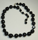 Vintage Castlecliff Black Faux Crystal Glass Plastic Bead choker necklace