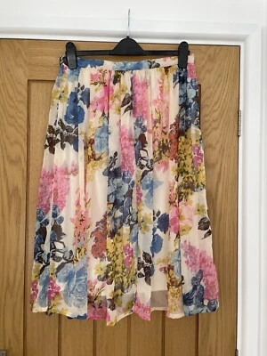 Cotton Traders Skirt Size 14 Summery Lightweight Flared Crinkle Chiffon Lined - Image 1 of 4