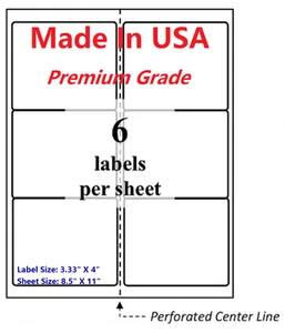 1200 Wing Office Premium Shipping Labels-3.33" X 4"-Self Adhesive-8.5x11-FBA-USA - Picture 1 of 1