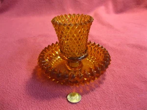 Vintage Braunglas Windlichthalter Retro Wandleuchte Diamant Schuhnagel mit Sockel - Bild 1 von 4