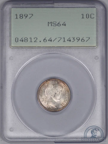 1897 Barber Dime 10c PCGS MS64 (OGH) "Rattler" Cover