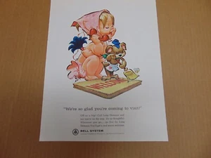 1964 GLOCKENANLAGE AT&T Telefon Cartoon Mädchen und Maus Vintage Kunstdruck Anzeige - Bild 1 von 1