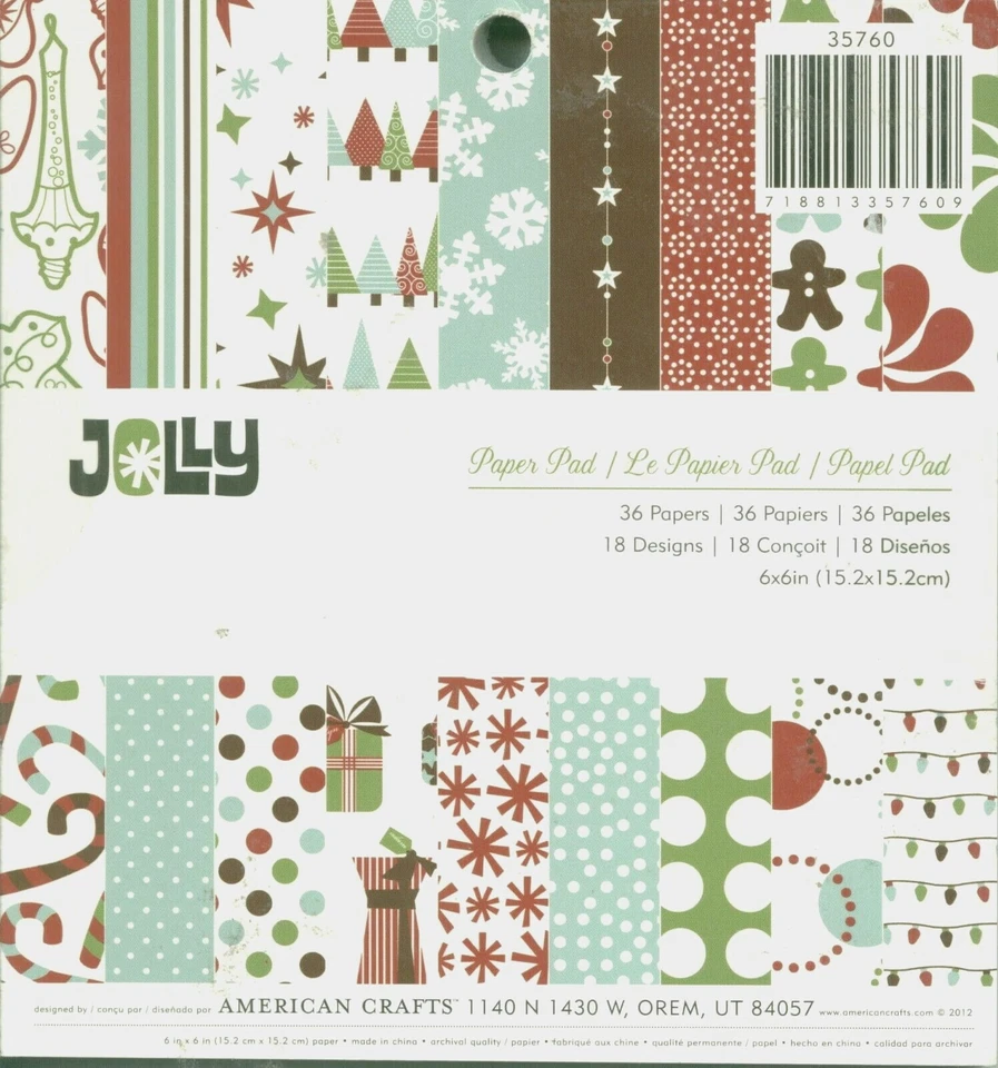 Alegre Navidad Vacaciones Nieve Regalos Árboles Invierno 6 x 6 Papel Estudio Papel Almohadilla Foto 1 de 1