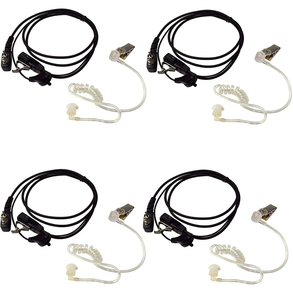 4x Hands Free Headsets w/ Acoustic Tube Earpiece PTT Mic for ICOM Radio Devices - Image 1 of 4