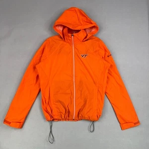 Virginia Tech Jacket Womens XL Orange Full Zip Hooded Hokies NCAA Football - Picture 1 of 15