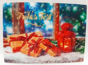 Cartolina lenticolare 3D regali di Natale lanterna di Schoening Verlag, nuova - Foto 1 di 1
