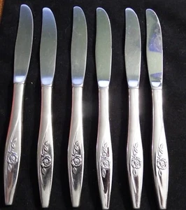6 cuchillos de cena duraderos rosa brillante de colección Oneida ¡EXCELENTE!¡! - Imagen 1 de 2