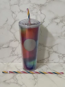 Starbucks 2021 Rainbow Kaleidoscope 24oz Tumbler w/ Extra Straw Venti Cup New - Bild 1 von 8