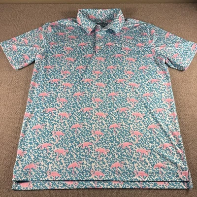 Camisa Polo Chubbies Para Hombre Mediana Estampado Flamenco Azul Rosa Elastizada Informal Foto 1 de 4