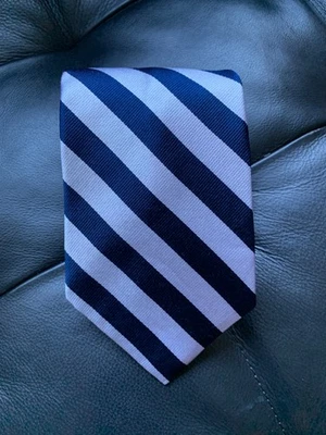 Boston Traders Silk Repp Tie Necktie Blue/Silver Stripes 3.75"x57" made in USA - Image 1 of 4