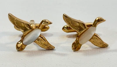 Gemelos para hombre vintage Swank tono dorado madreperla patos mallardos Foto 1 de 4
