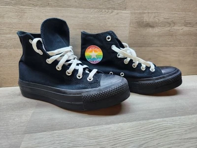 匡威 Converse Chuck Taylor High Pride 黑彩虹男女通用女式 7.5 男式 5.5 LGBQT — 第 1/4 张图片