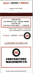 Vintage Matchbook Cover Contractors Machinery Grand Rapids Michigan MB1 - Picture 1 of 2